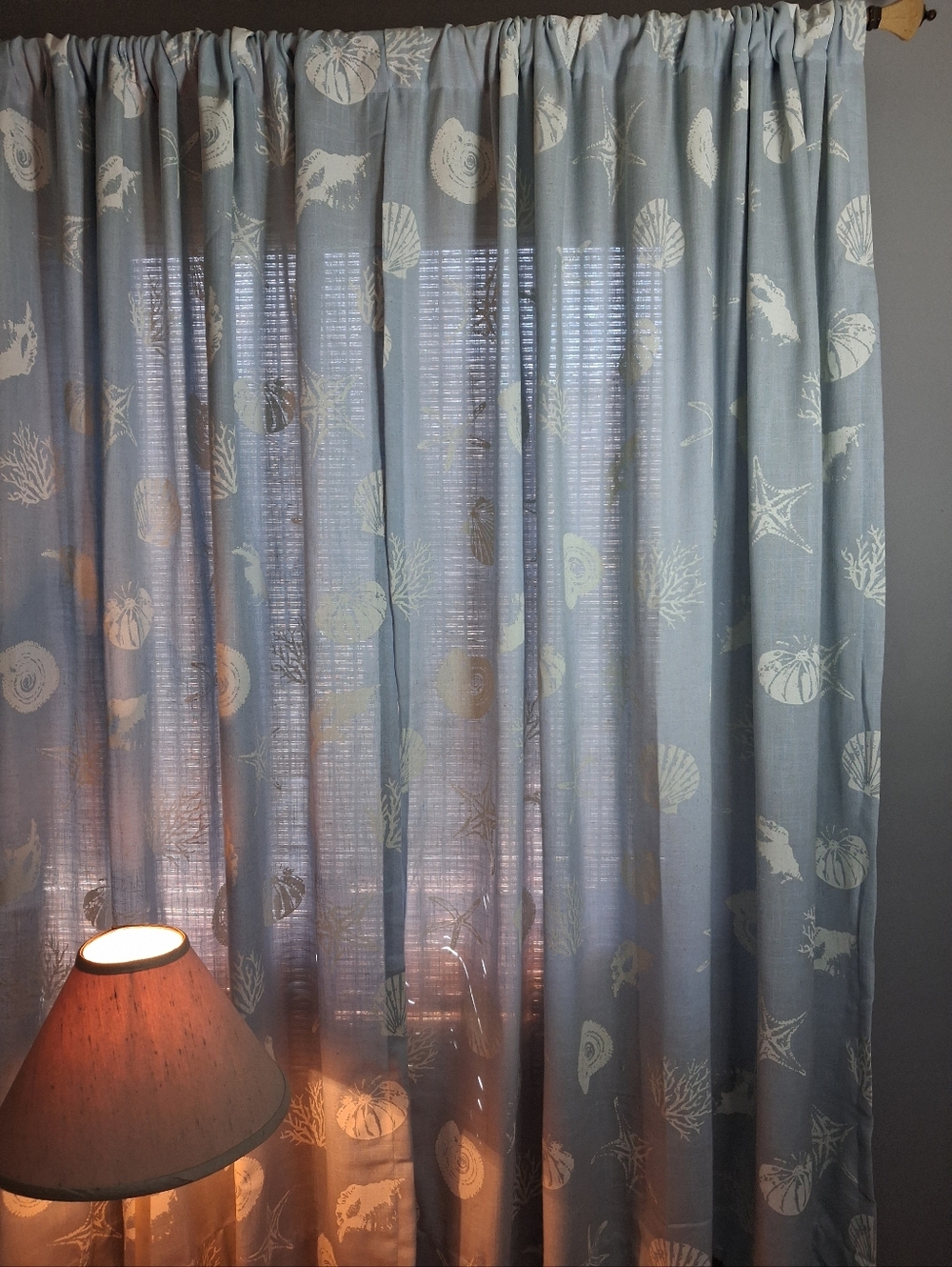 4 Blue Seashell Pattern Curtain Panels